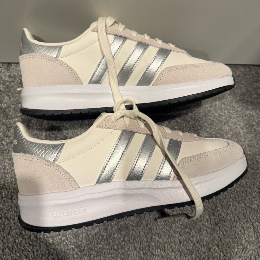 Adidas Off-White and Silver Sneakers - Picture 3 of 7
